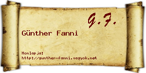 Günther Fanni névjegykártya